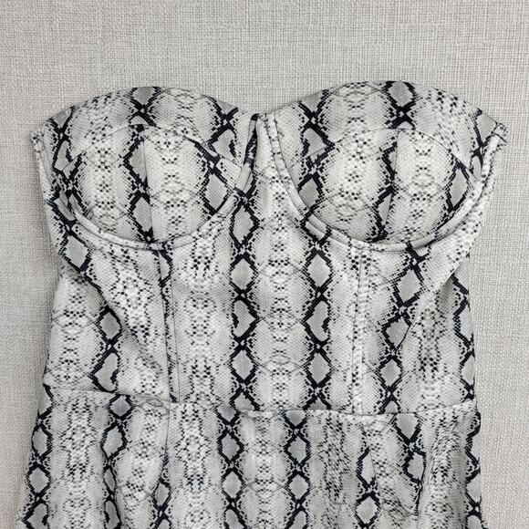 Carmin Womens Corset Dress Size M Gray Ivory Snakeskin Strapless Sweetheart Neck - Picture 11 of 13